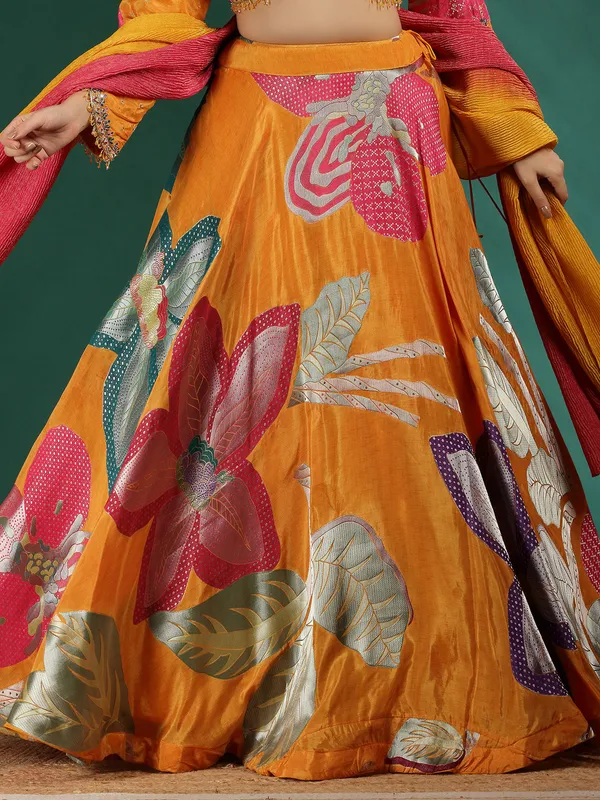 Mustard silk lehenga set with dupatta elegance