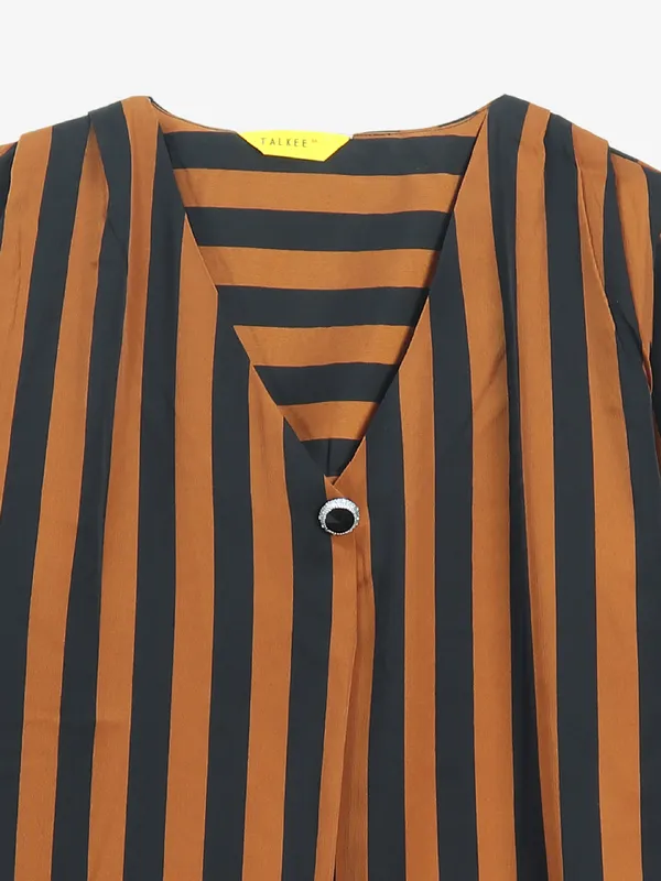 Mustard yellow and black stripe top