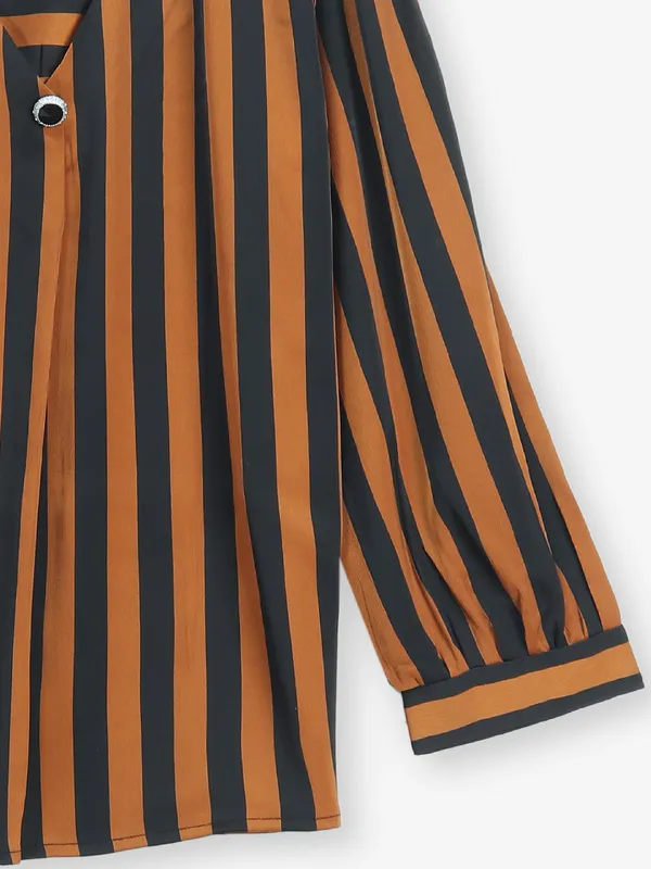 Mustard yellow and black stripe top