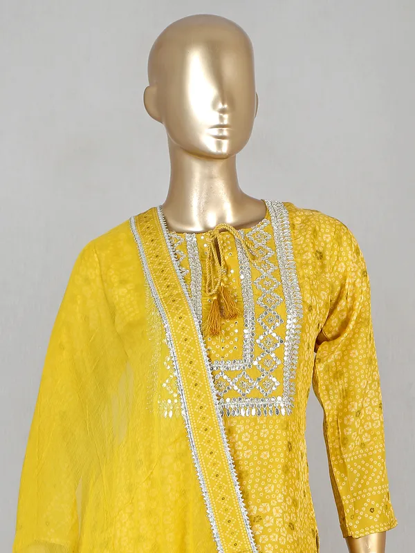 Mustard yellow cotton pant suit for festive look