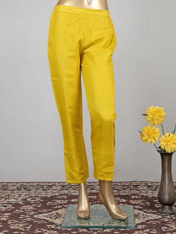Mustard yellow cotton pant suit for festive look
