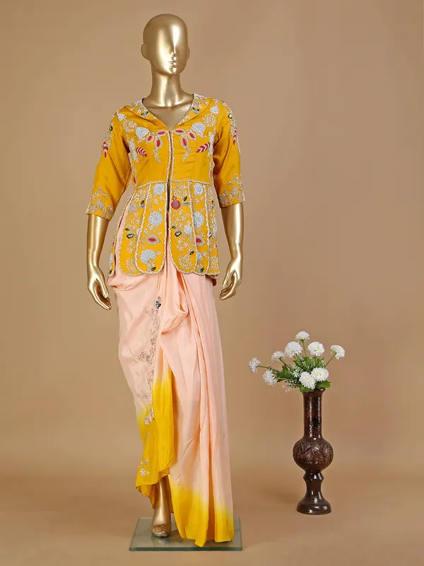 Mustard yellow designer lehenag suit