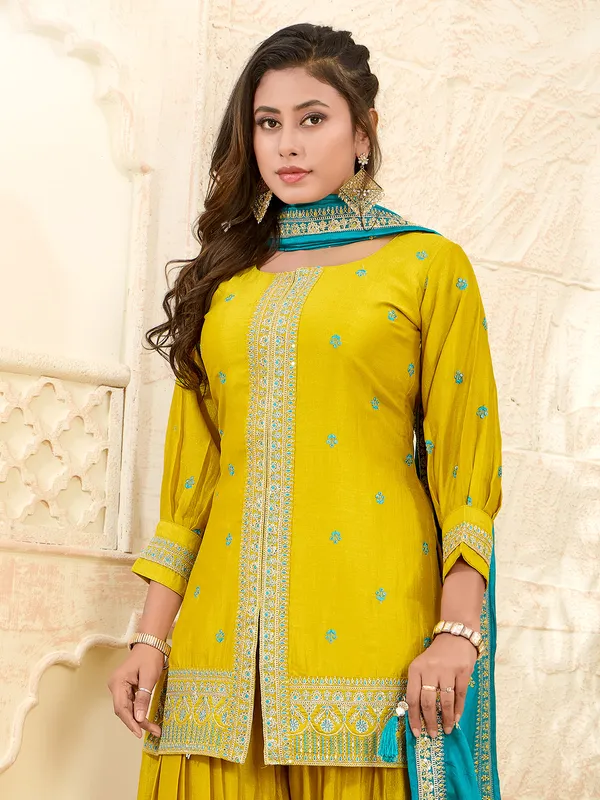 Mustard yellow dhoti suit with dupatta