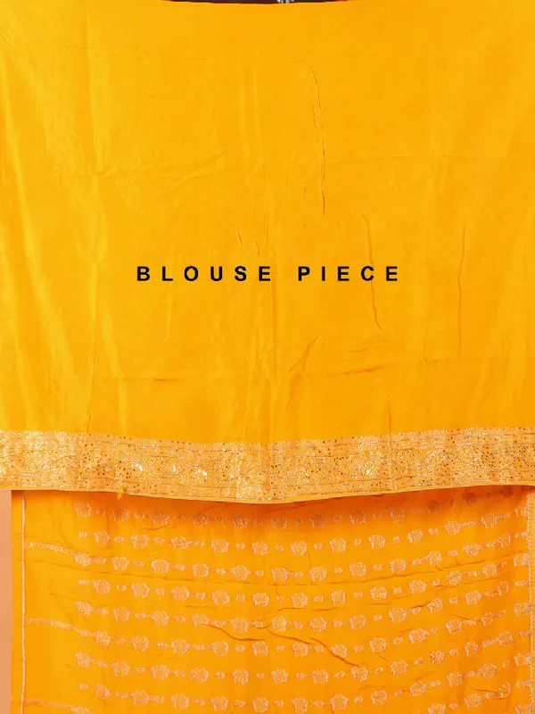 Mustard yellow dola silk saree for wedding wear