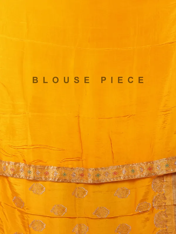 Mustard yellow dola silk saree with zari weaving