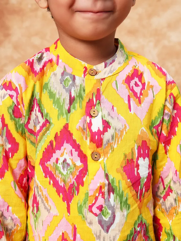 Mustard yellow festival ready kurta suit