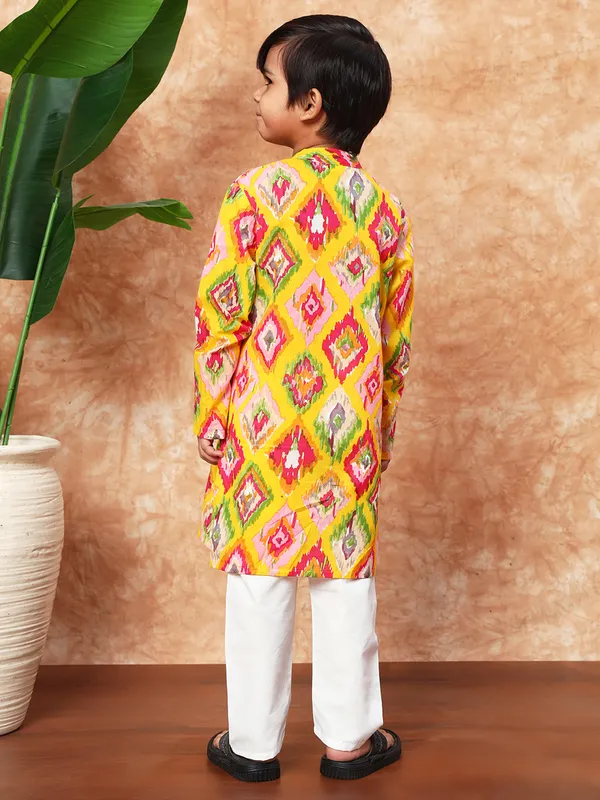 Mustard yellow festival ready kurta suit
