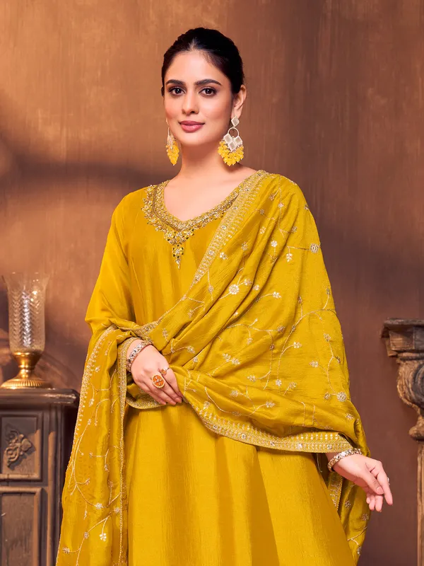Mustard yellow haldi function salwar suit