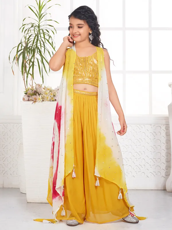 Mustard yellow jacket style palazzo suit