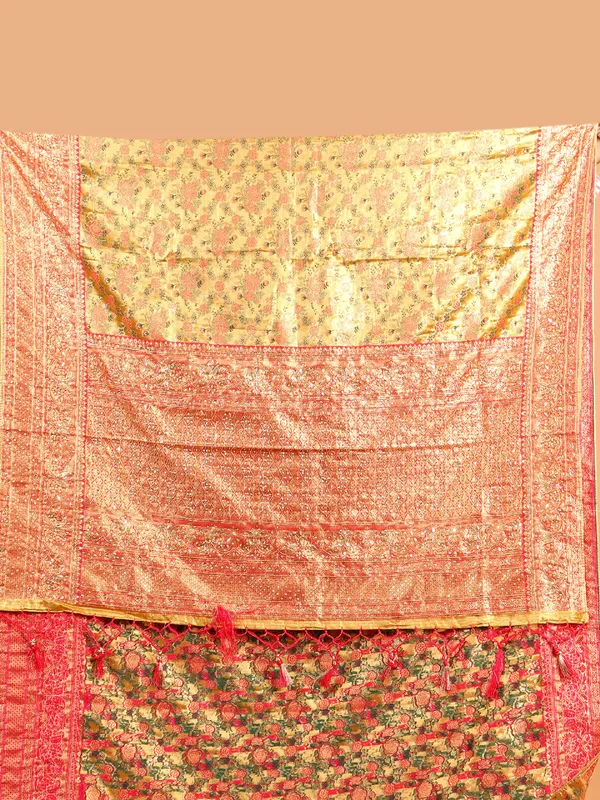 Mustard yellow kanjivaram tissue silk saree