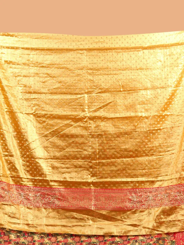 Mustard yellow kanjivaram tissue silk saree