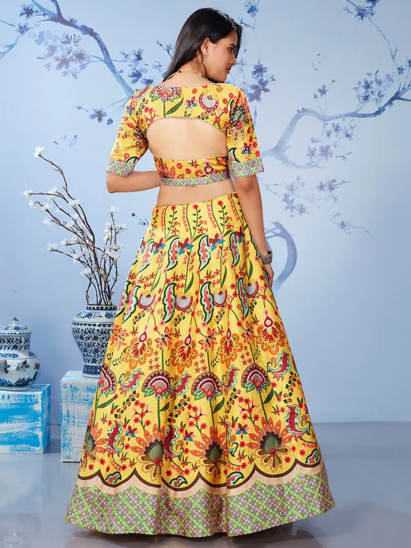 Mustard yellow lehenga choli in silk