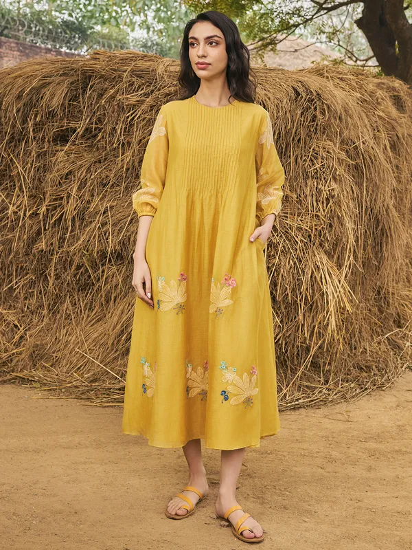 Mustard yellow muslin cotton kurti
