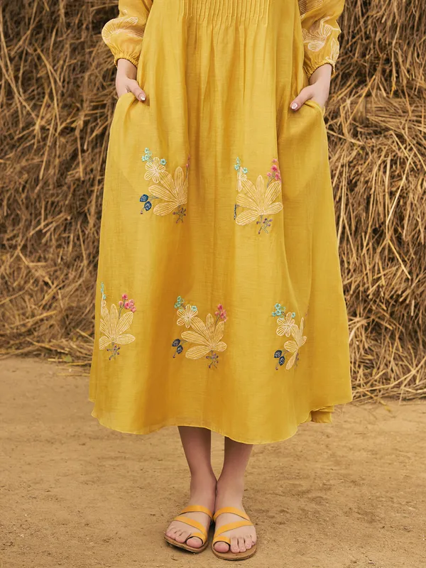 Mustard yellow muslin cotton kurti