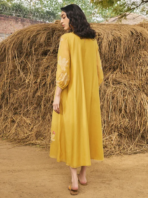Mustard yellow muslin cotton kurti