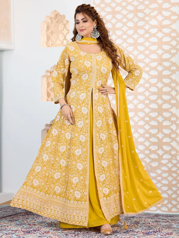 Mustard yellow palazzo salwar suit for women