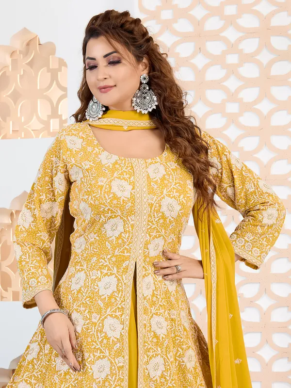 Mustard yellow palazzo salwar suit for women