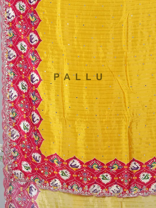 Mustard yellow pashmina silk haldi saree