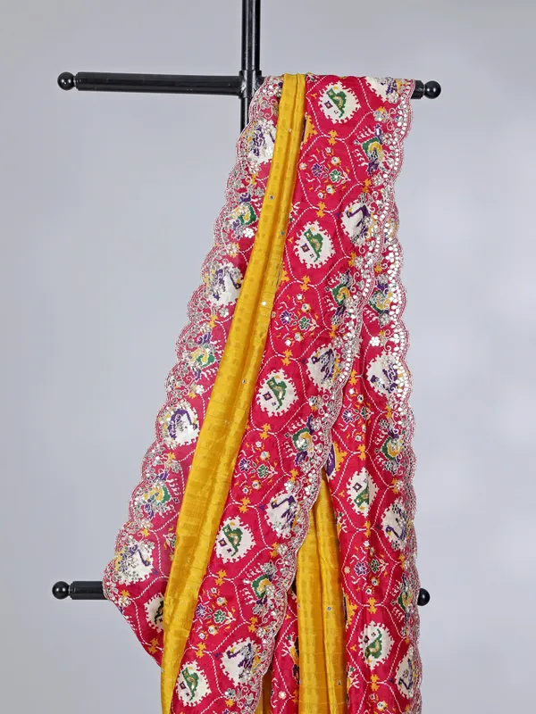 Mustard yellow pashmina silk haldi saree