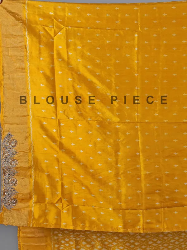 Mustard yellow patola silk saree with beads embellishments