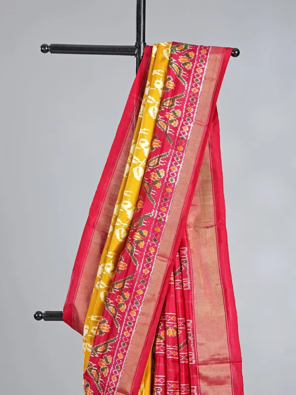 Mustard yellow patola silk saree with haldi special