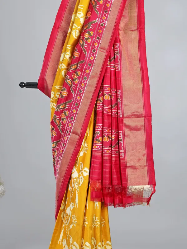 Mustard yellow patola silk saree with haldi special