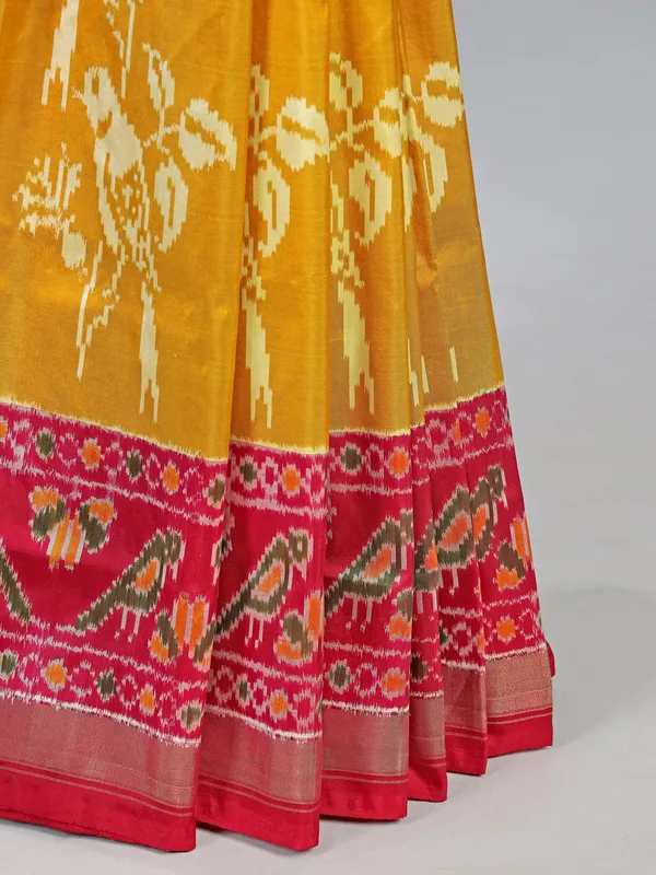 Mustard yellow patola silk saree with haldi special