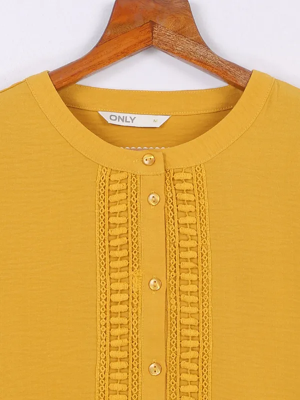 Mustard yellow plain georgette top