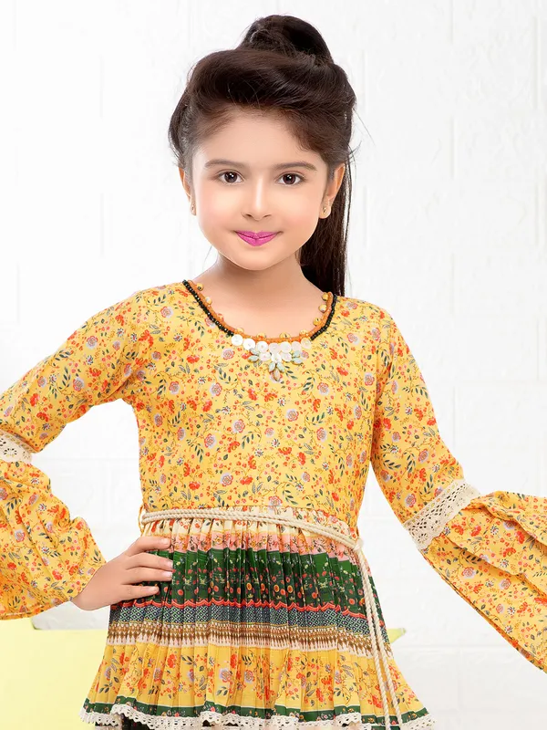 Mustard yellow printed frock