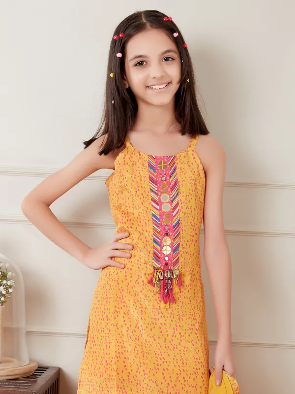 Mustard yellow printed salwar suit