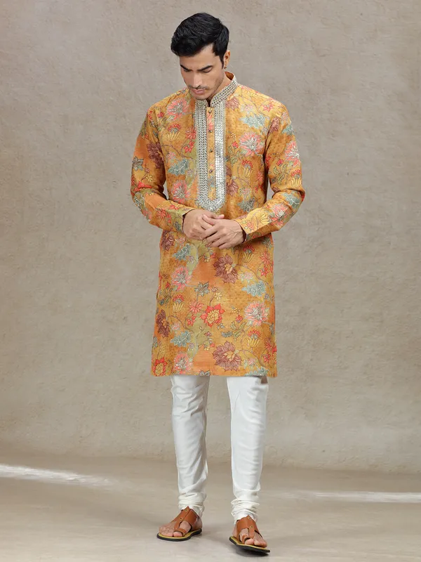 Mustard yellow radiant elegance mens kurta suit