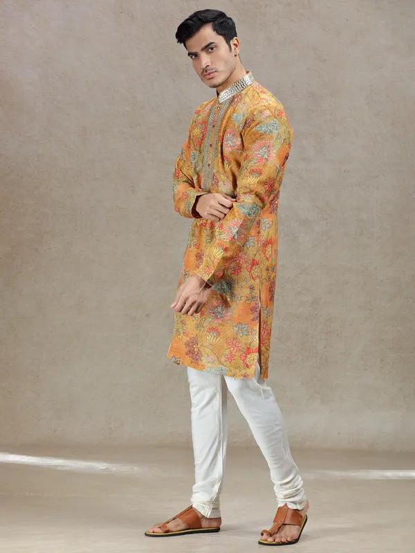 Mustard yellow radiant elegance mens kurta suit
