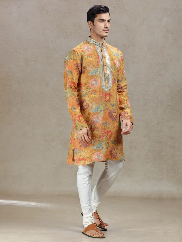 Mustard yellow radiant elegance mens kurta suit