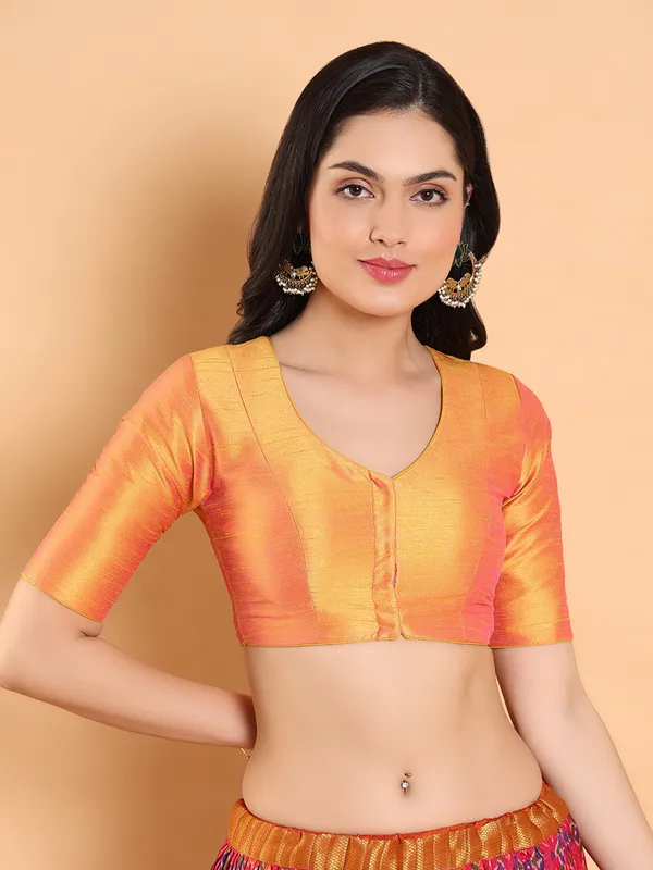 Mustard yellow raw silk blouse