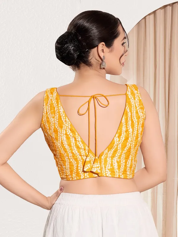 Mustard yellow ready made viscose rayon blouse