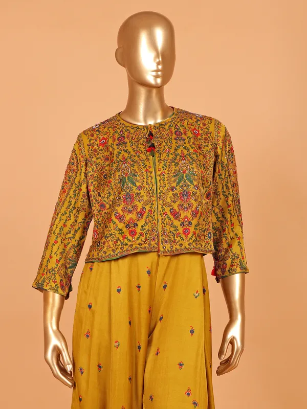 Mustard yellow salwar suit with jacket