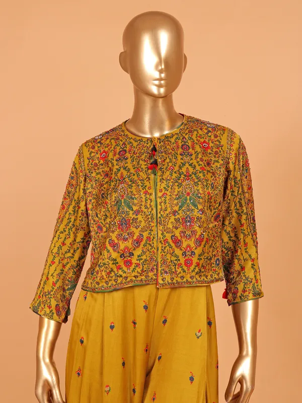 Mustard yellow salwar suit with jacket