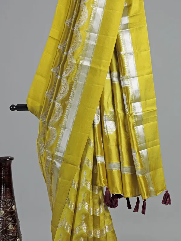 Mustard yellow saree with embroidered blouse charm