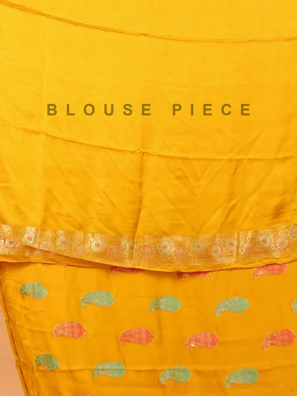 Mustard yellow semi silk saree for festive