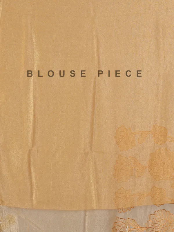 Mustard yellow semi tissue silk saree with zari highlights