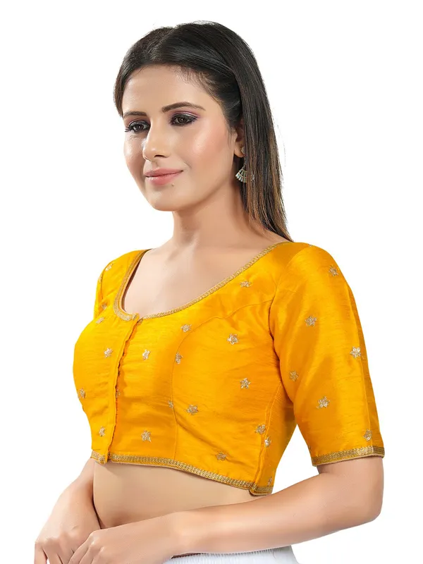 Mustard yellow silk adorable blouse for women