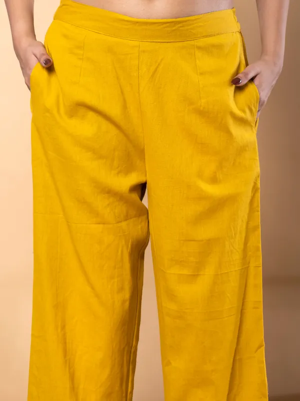 Mustard yellow silk embroidered co ord set