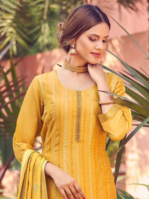Mustard yellow silk salwar suit