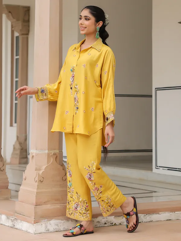 Mustard yellow silk tencel co-ord set