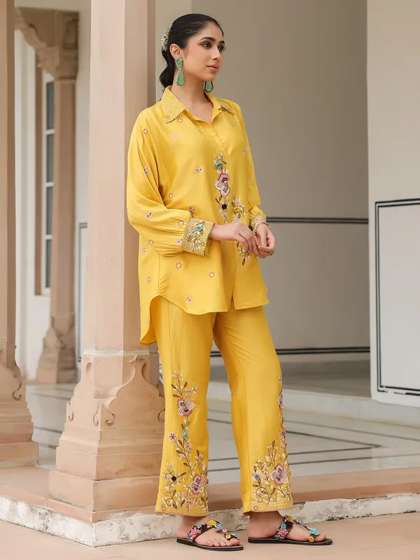 Mustard yellow silk tencel co-ord set