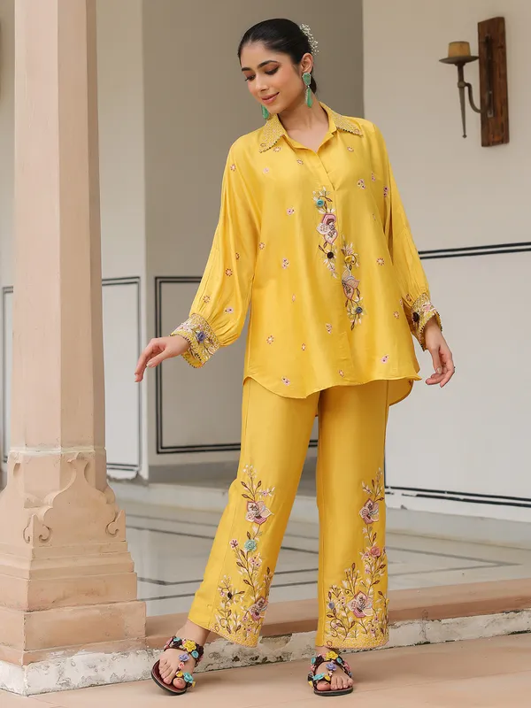 Mustard yellow silk tencel co-ord set