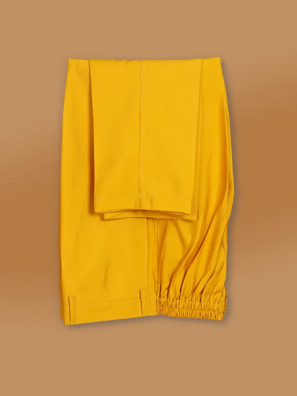 Mustard yellow silk waistcoat set for men