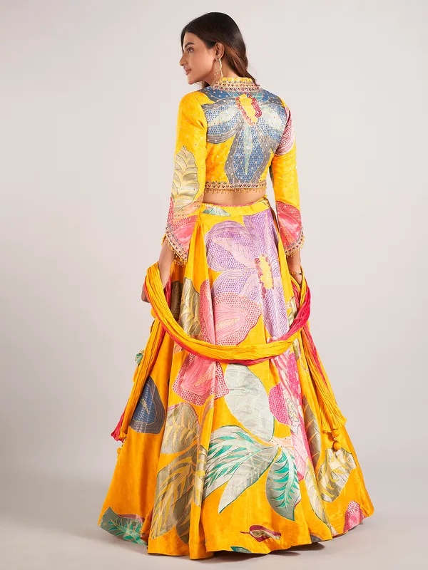 Mustard yellow silk wedding wear lehenga choli for women