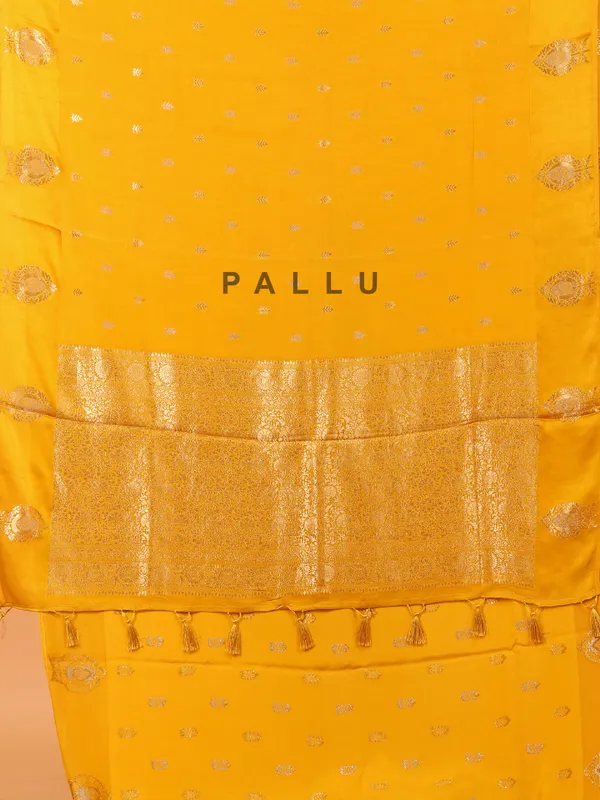 Mustard yellow wedding wear saree in modal silk