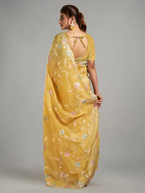Musterd yellow saree for festive